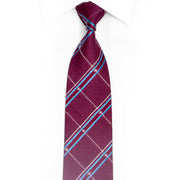 Blue Striped On Burgundy Rhinestone Tie With Silver Sparkles