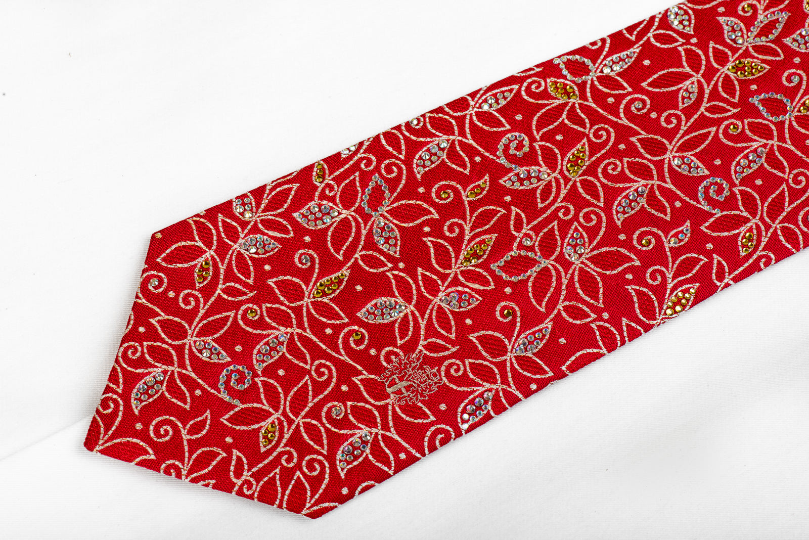 Sparkling Red Floral Necktie
