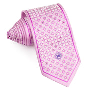 Metro City Silk Necktie Quatrefoil On Pink With Rhinestones 